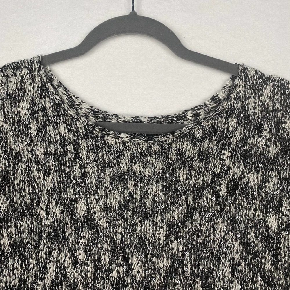 Alfani‎ Women's Size S Black and White with Sparkles Crewneck Pullover Sweater - Picture 2 of 7